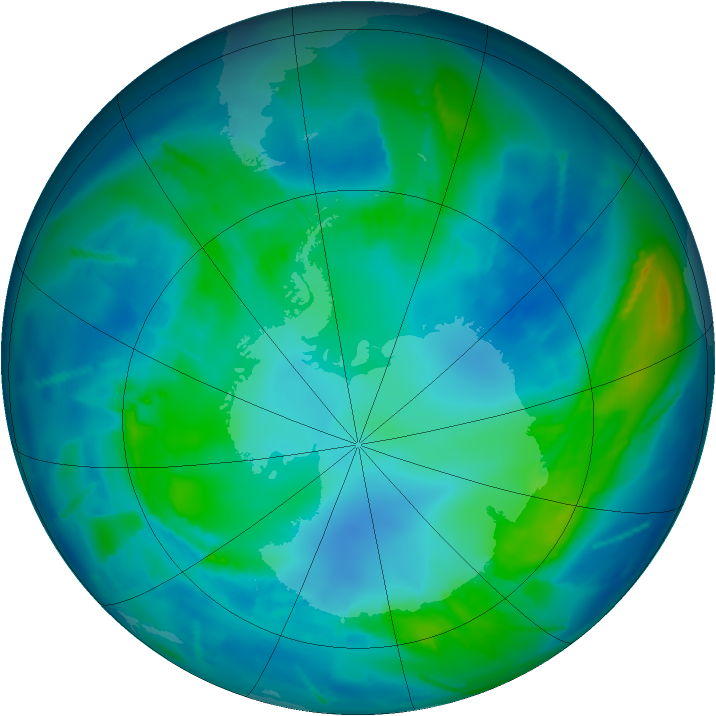 Antarctic ozone map for 26 April 2011